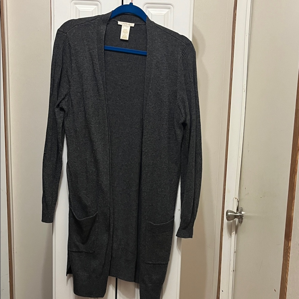 Matty M Charcoal Open-Front Long Cardigan